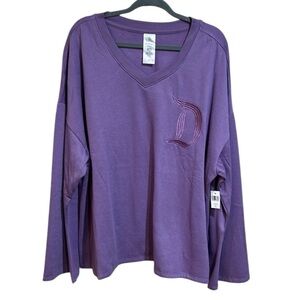 Disney D Purple V-Neck Sweatshirt